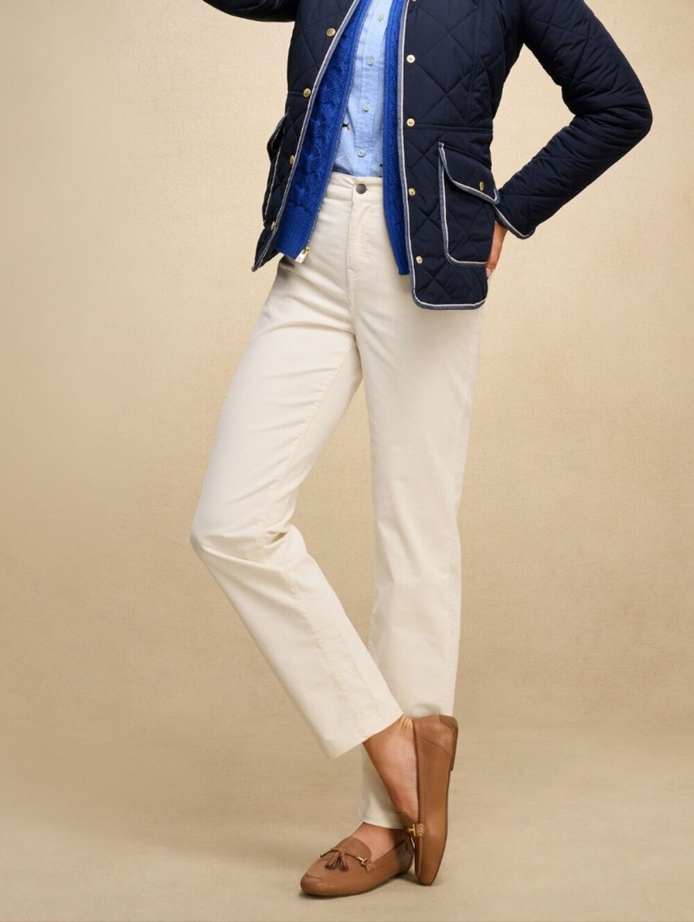 NWT! Talbots Cream Straight Leg Corduroy Pants